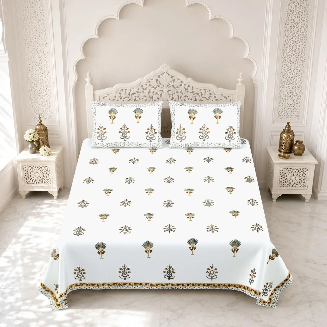 Brown Flower Hand Block Printed Cotton Table Cover-Jaipur Wholesaler