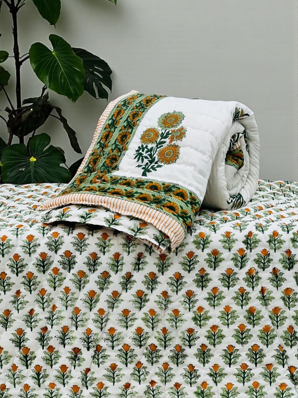 Multicolor Flower Hand Block Printed Cotton Table Cover-Jaipur Wholesaler