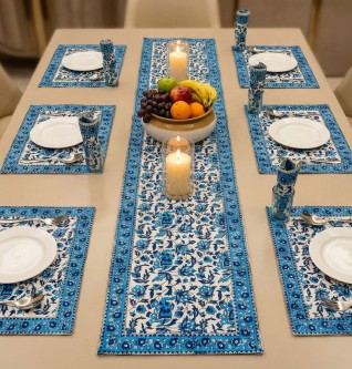 Multicolor Flower Hand Block Printed Cotton Table Cover-Jaipur Wholesaler