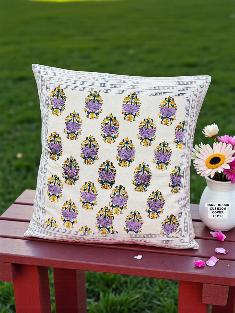 White Block Printed Cushion Cover-Jaipur Wholesaler