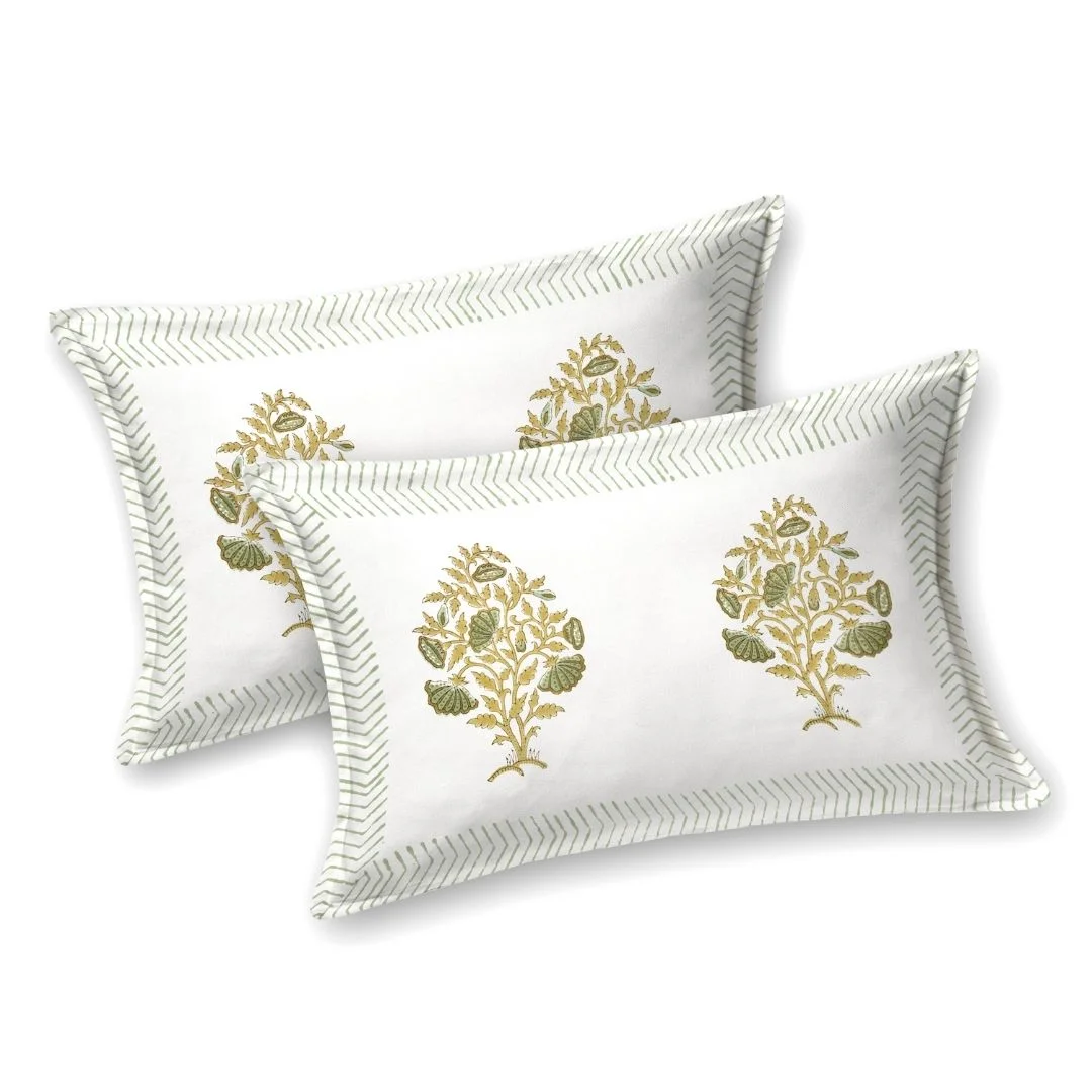 Golden Flower Hand Block Printed Cotton Bedsheet-Jaipur Wholesaler