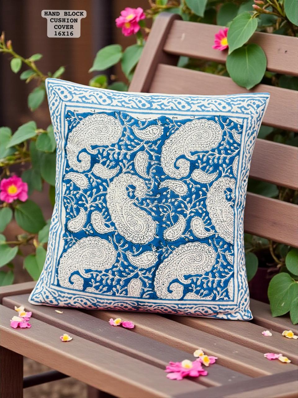 Blue Printed Cushion Cover-Jaipur Wholesaler