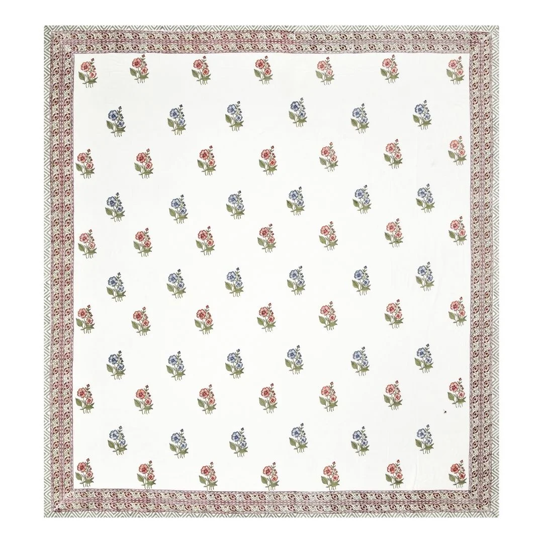 Hand Block Flower Printed Pure Cotton Bedsheet-Jaipur Wholesaler