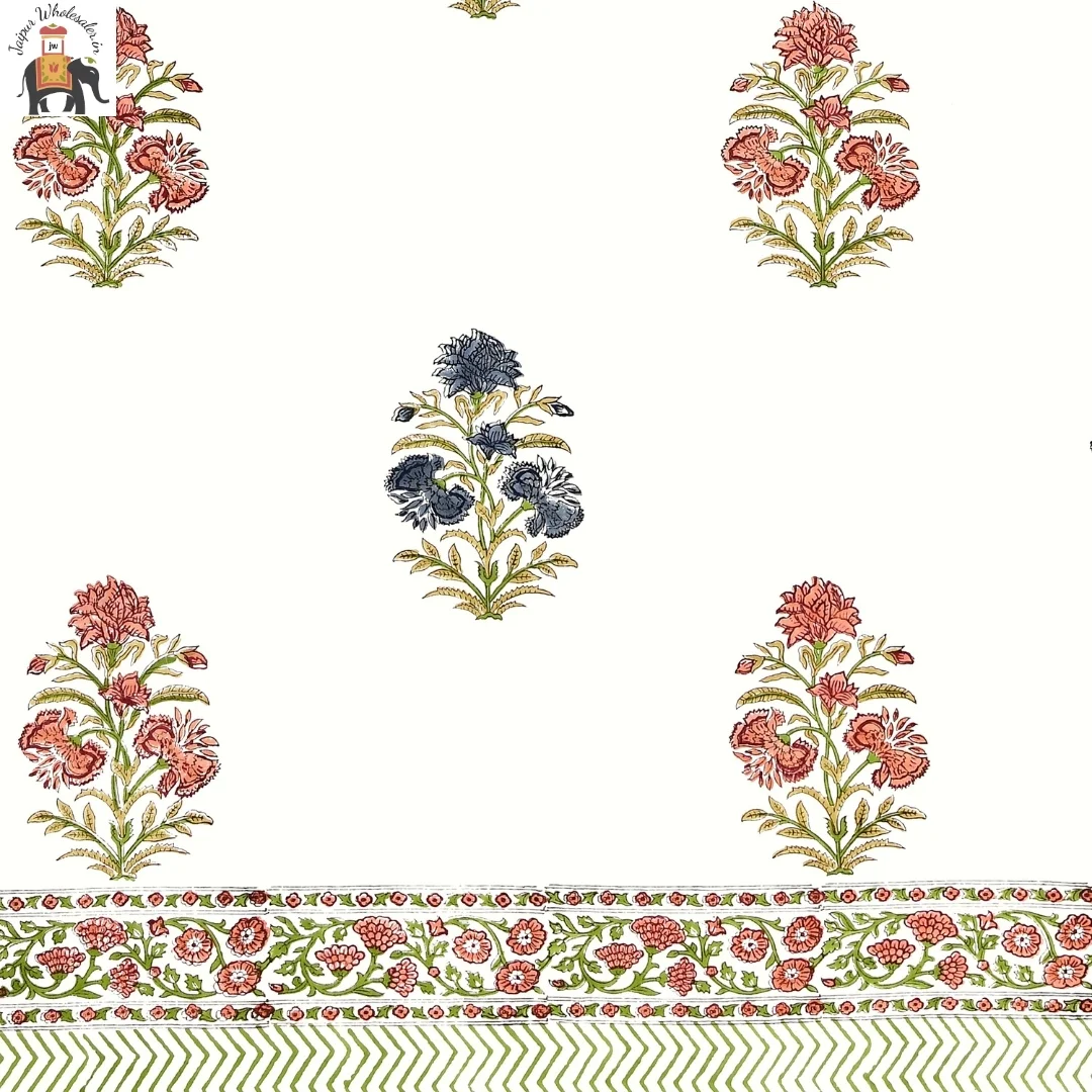 Multicolor Floral Hand Block Print Cotton Curtains-Jaipur Wholesaler
