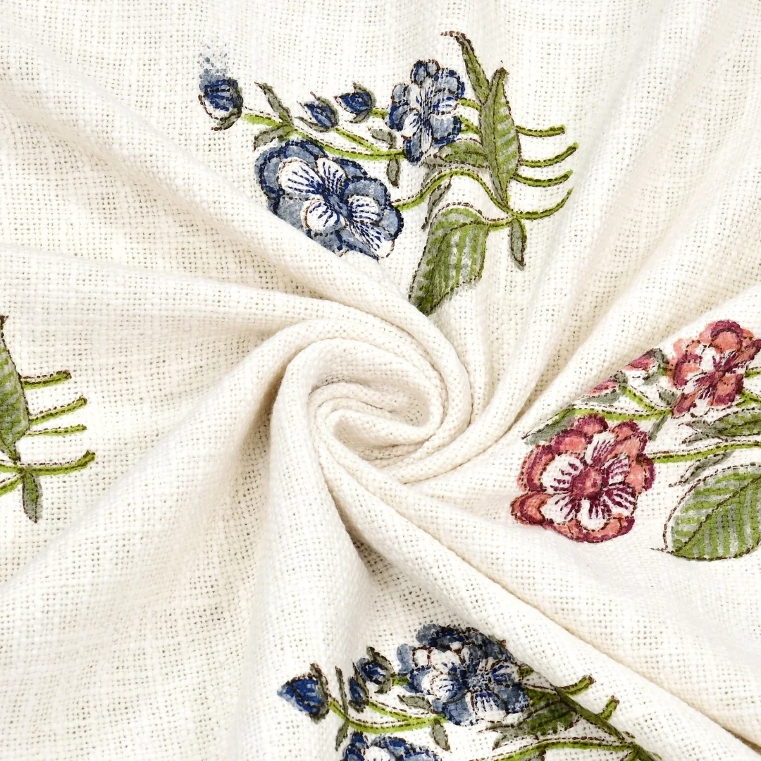 Multicolor Flower Hand Block Printed Cotton Table Cover-Jaipur Wholesaler