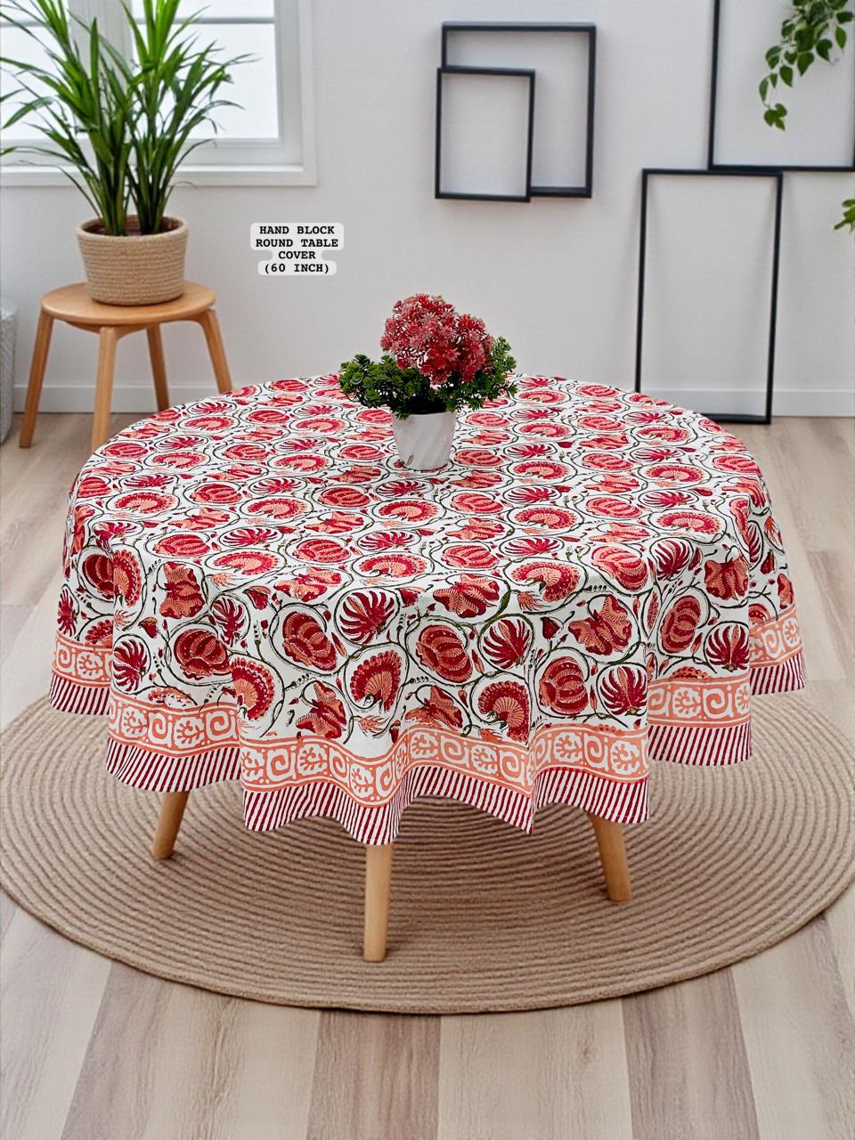 Red & Orange Printed Table Cover-Jaipur Wholesaler