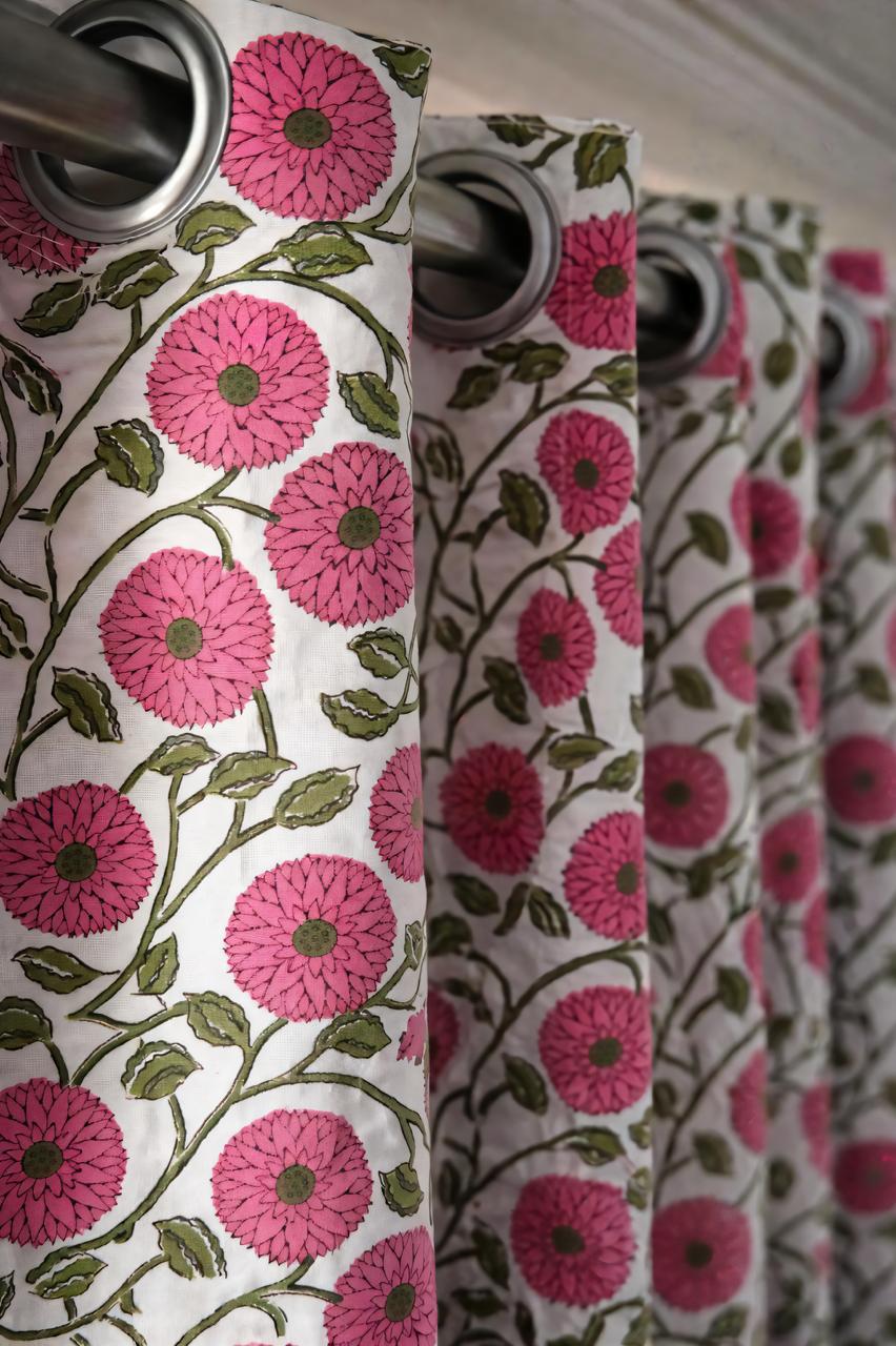 Flower Designed White Curtains-Jaipur Wholesaler