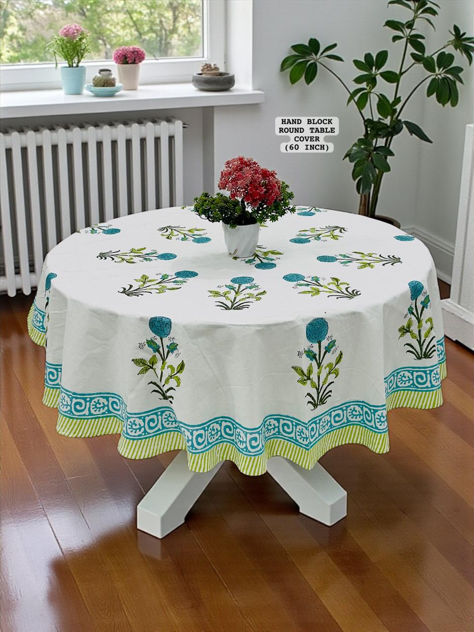 Green Floral Printed Table Cover-Jaipur Wholesaler
