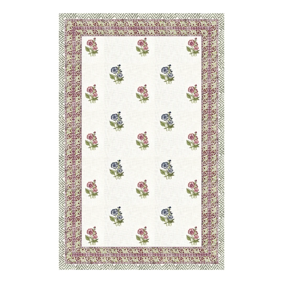 Multicolor Flower Hand Block Printed Cotton Table Cover-Jaipur Wholesaler
