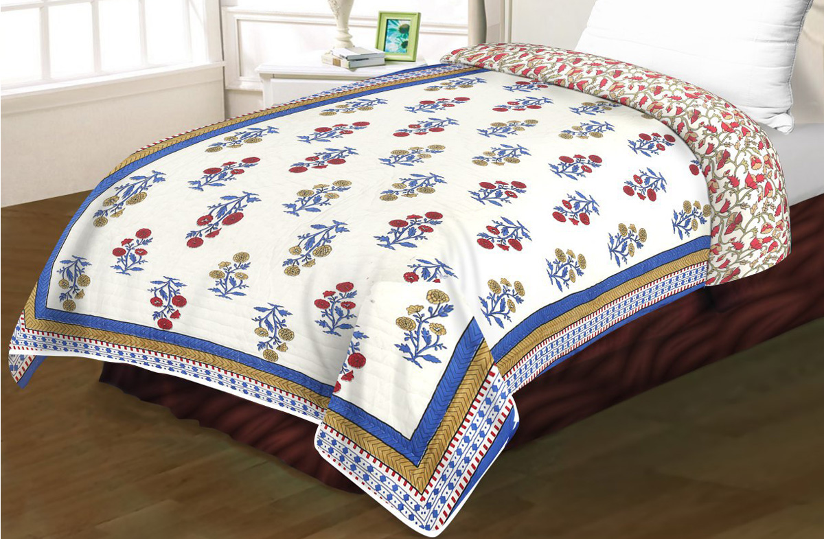 Single Bed Cotton Razai in Multicolor 60x90