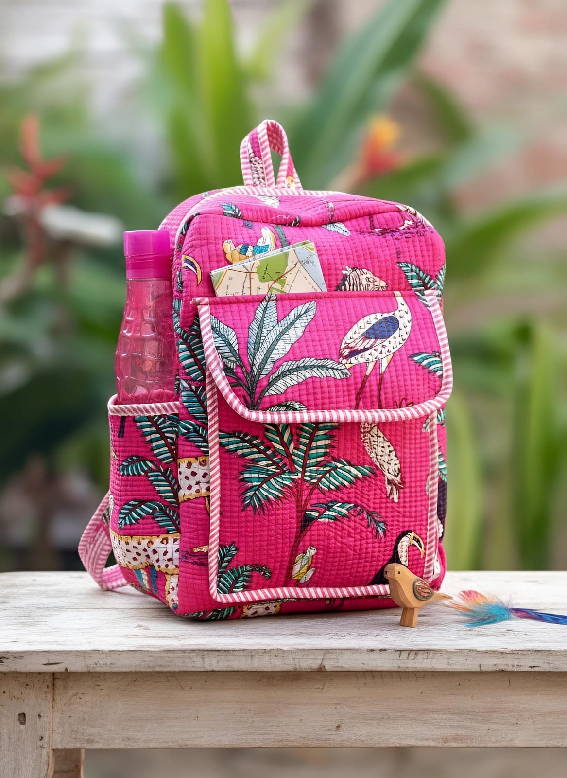 Pink Printed Cotton Bagpack-Jaipur Wholesaler