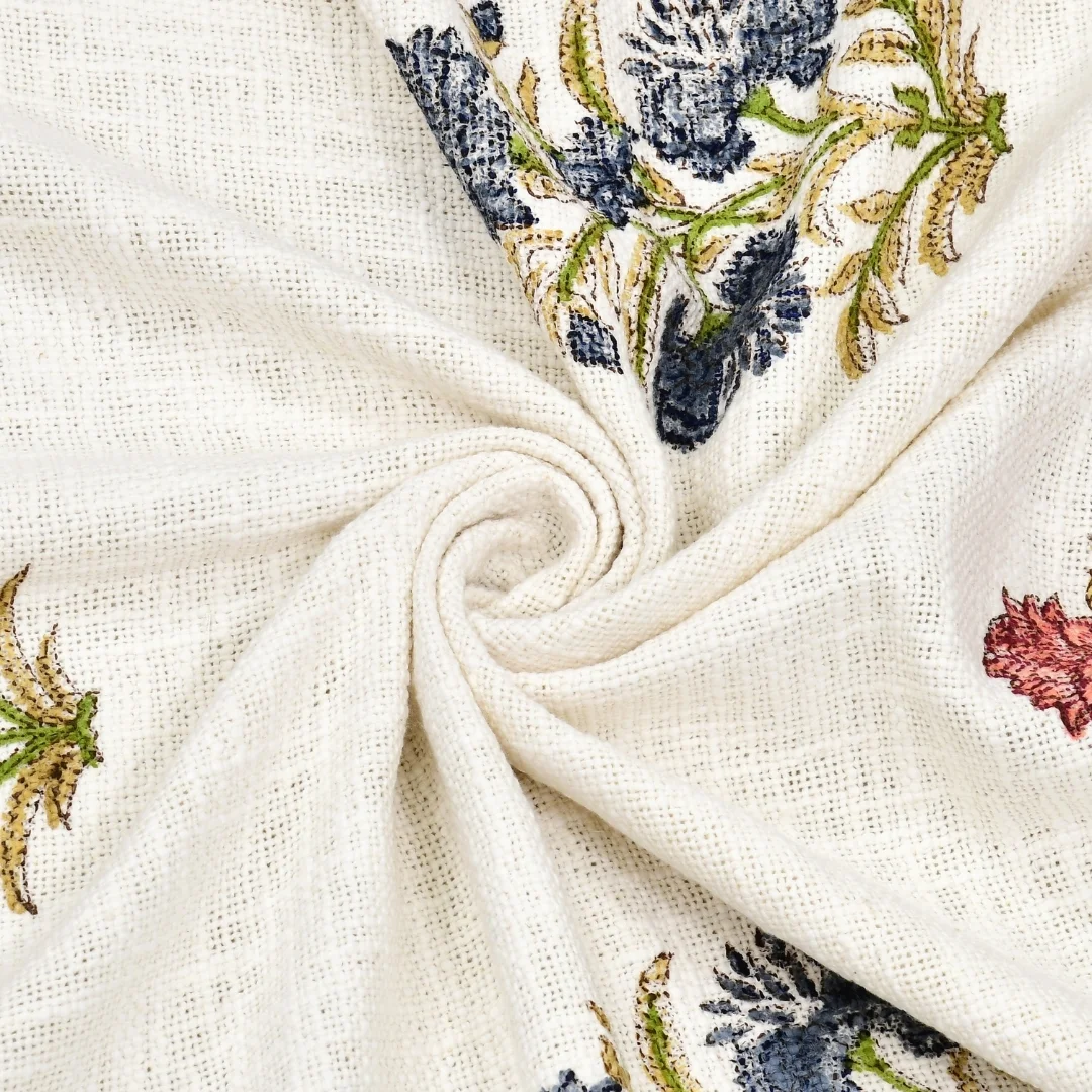 Pink Blue Flower Hand Block Printed Cotton Table Cover-Jaipur Wholesaler
