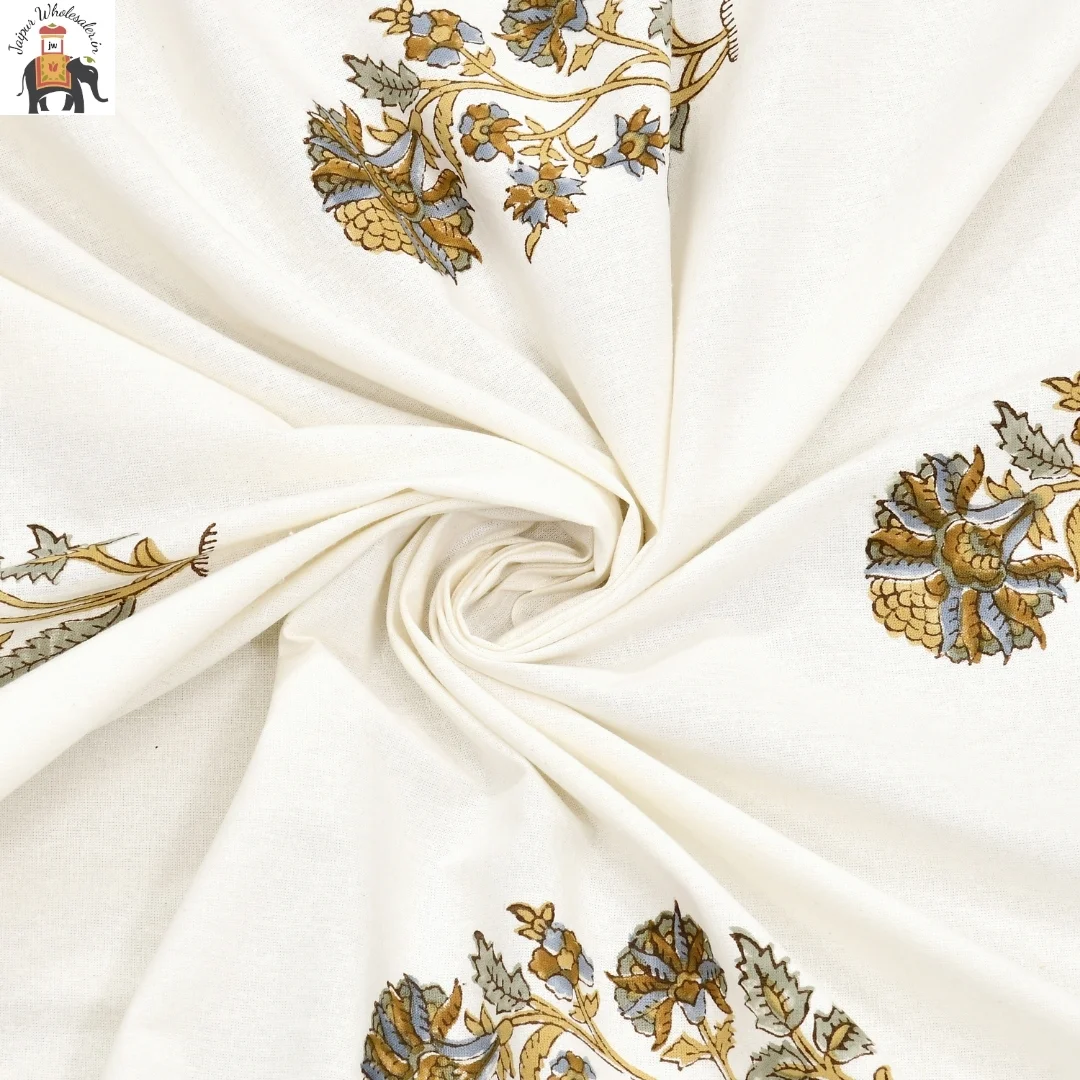Brown Floral Hand Block Print Cotton Curtains-Jaipur Wholesaler