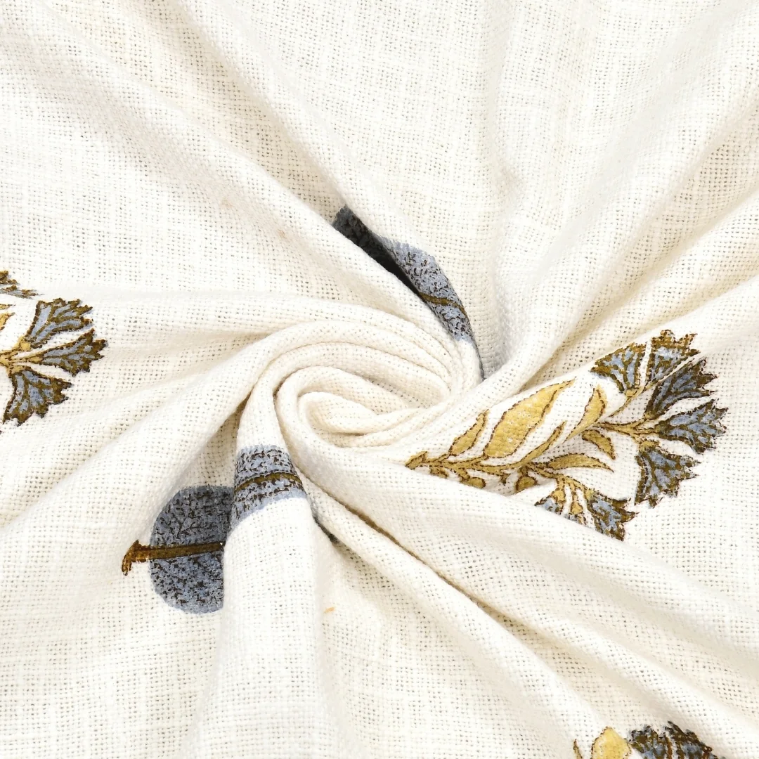 Blue Flower Hand Block Printed Cotton Table Cover-Jaipur Wholesaler