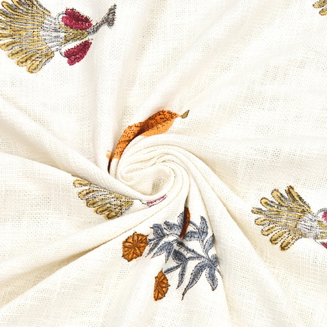 Orange Flower Hand Block Printed Cotton Bedcover-Jaipur Wholesaler