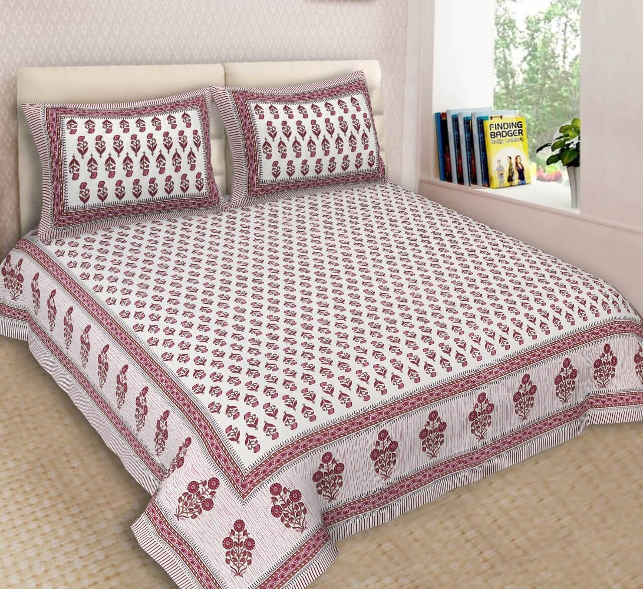 Multicolor Pure Cotton Jaipuri Printed Bedsheets 90x108-Jaipur Wholesaler