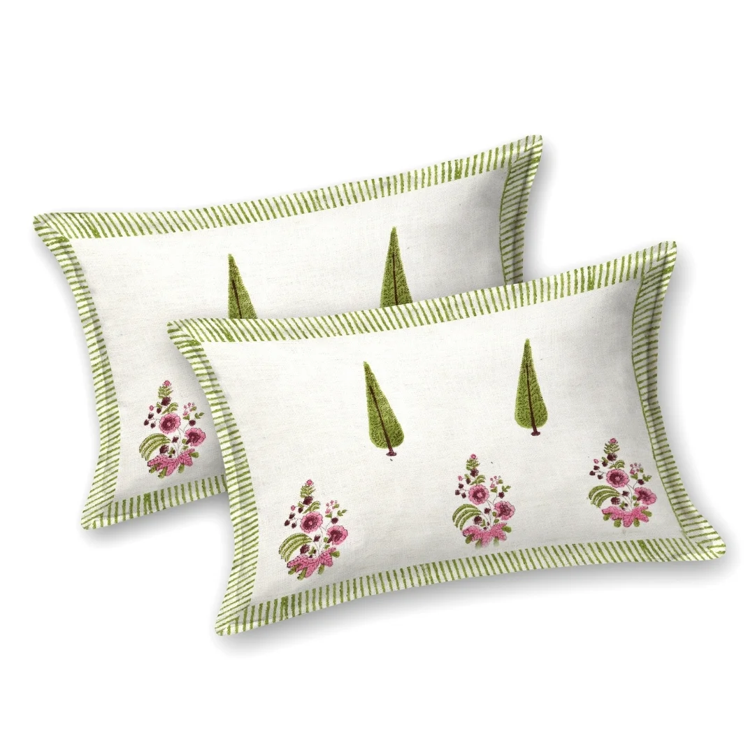 Pink Floral Hand Block Printed Cotton Bedcover-Jaipur Wholesaler