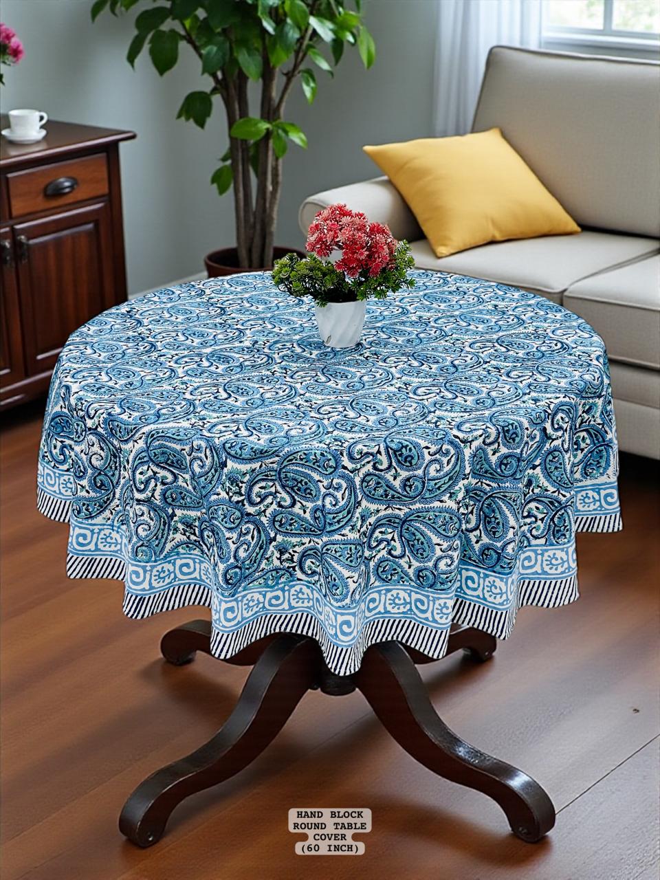 Dark & Light Blue Printed Table Cover-Jaipur Wholesaler