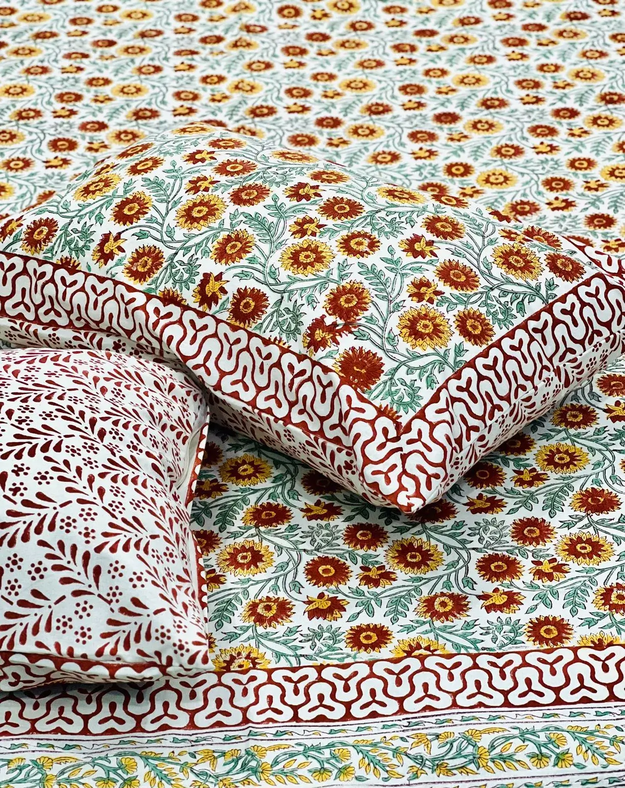 Multicolor Hand Block Printed Cotton Bedsheet-Jaipur Wholesaler