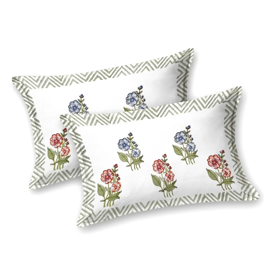 Hand Block Flower Printed Pure Cotton Bedsheet-Jaipur Wholesaler
