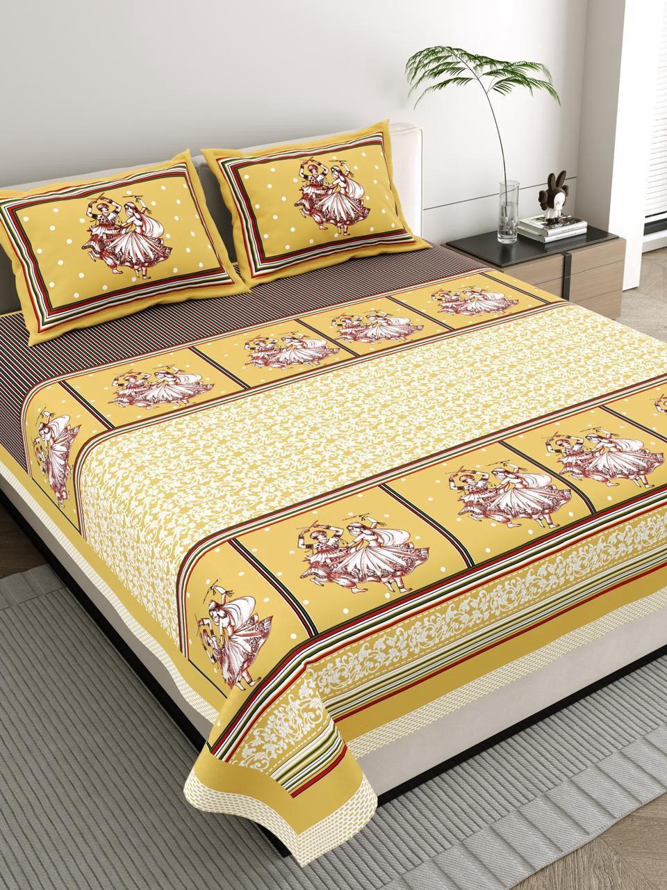 Jaipuri Print Yellow Bedsheet-Jaipur Wholesaler