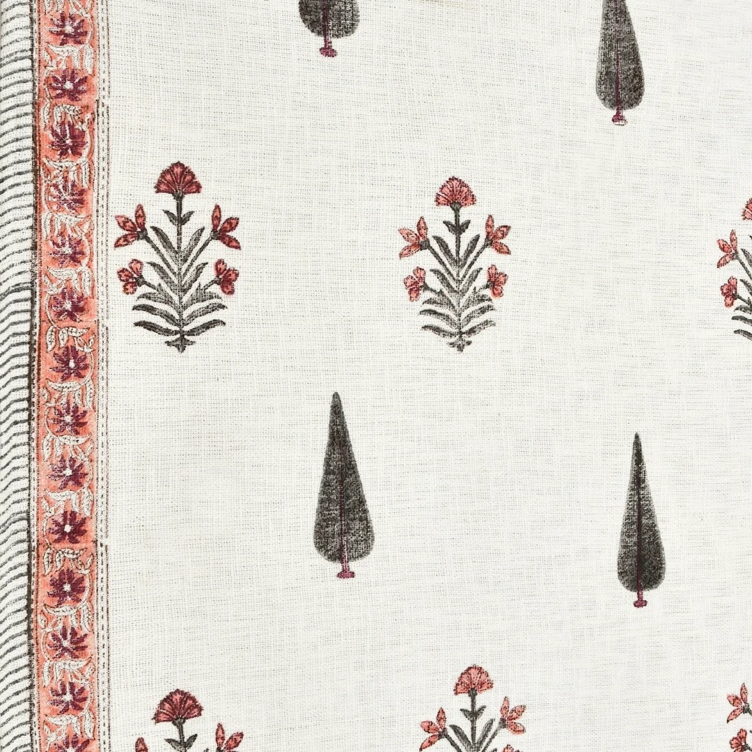 Red Floral Hand Block Printed Cotton Bedcover-Jaipur Wholesaler
