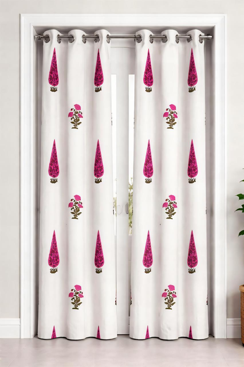 Printed White Curtains-Jaipur Wholesaler