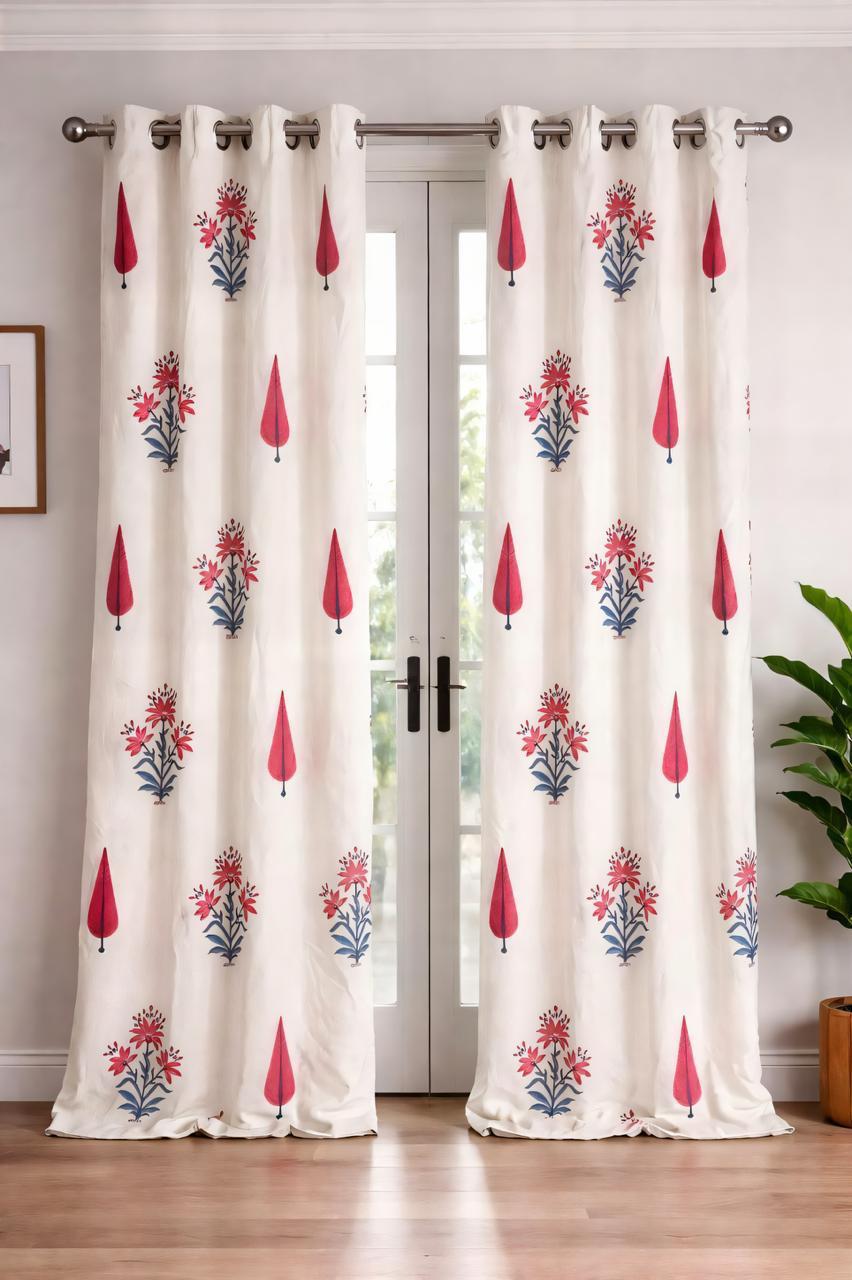Pink Printed Curtains-Jaipur Wholesaler