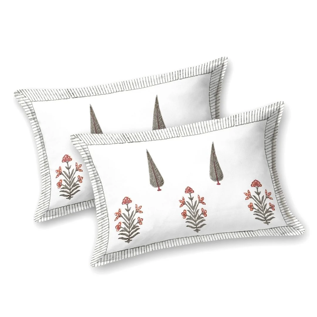 Red Floral Hand Block Print Percale Cotton Bedsheet-Jaipur Wholesaler