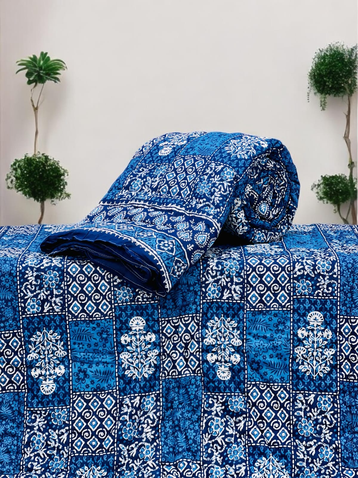 Light and Dark Blue Printed Quilts-Jaipur Wholesaler