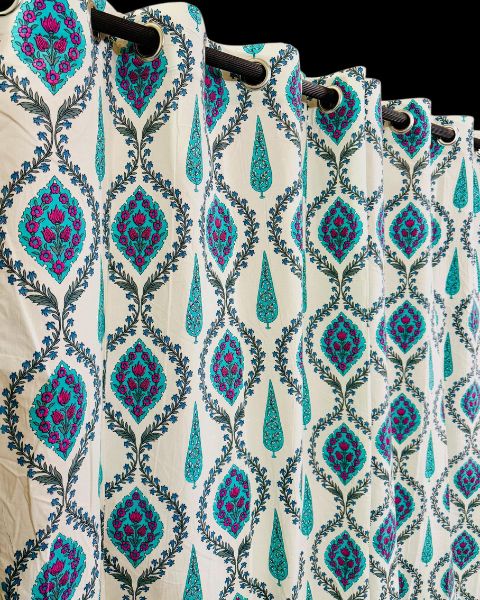 Printed Design White Curtains-Jaipur Wholesaler
