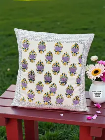 White Block Printed Cushion Cover