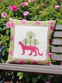 Pink Tiger Printed Cushion Cover