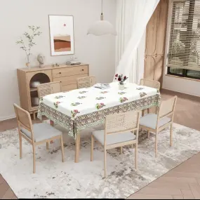 Multicolor Flower Hand Block Printed Cotton Table Cover