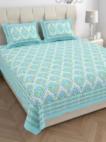 Screen Printed Multicolor Jaipuri Bedsheet 100x108-Jaipur Wholesaler