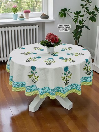 Green Floral Printed Table Cover