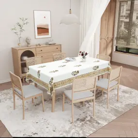 Brown Flower Hand Block Printed Cotton Table Cover