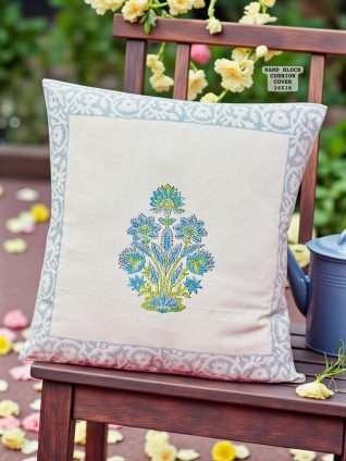 White Printed Cushion Cover