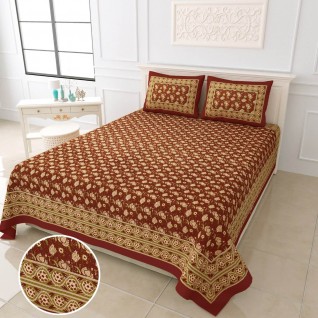 Exclusive Bagru Print Hand Block Bedsheets 100X108-Jaipur Wholesaler