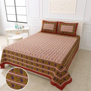 Beautiful Bagru Print Cotton Bedsheets 100X108-Jaipur Wholesaler