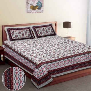 Beautiful Jaipuri Printed Cotton Bedsheet 108x108-Jaipur Wholesaler