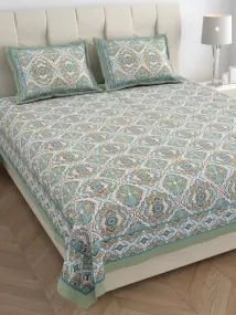 Multicolor Screen Printed Jaipuri Bedsheet 100x108-Jaipur Wholesaler