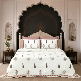 Red Floral Hand Block Printed Cotton Bedcover-Jaipur Wholesaler