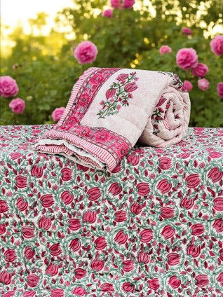 White Pink Printed Quilts