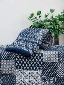White And Dark Blue Printed Quilts