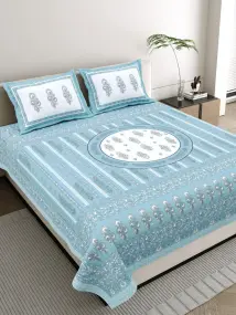 Blue Printed Cotton Bedsheet