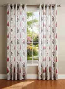 Colored Printed White Curtains