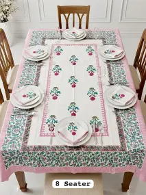 Green Pink Mix Colour Dining Table Cover With Napkins