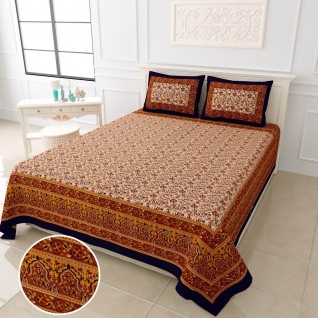 Exclusive Hand Block Cotton Bagru Print Bedsheets 100X10-Jaipur Wholesaler