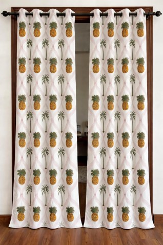 Yellow Pineapple Print Curtains
